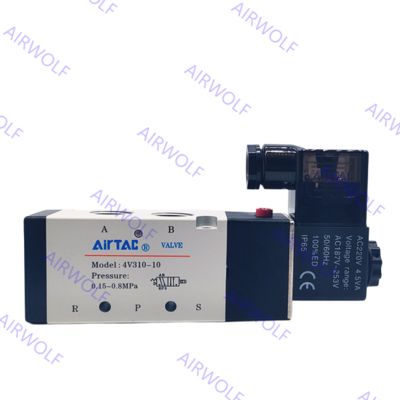 5/2 way, 5/3 way AIRTAC Aluminum 4V300 Series Electric Solenoid Valves 1/4", 3/8" with 0.15~0.8MPa Operating Pressure and Directional Control Function