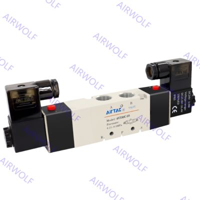 5/2 way, 5/3 way AIRTAC Aluminum 4V300 Series Electric Solenoid Valves 1/4", 3/8" with 0.15~0.8MPa Operating Pressure and Directional Control Function