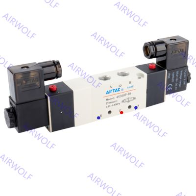 5/2 way, 5/3 way AIRTAC Aluminum 4V300 Series Electric Solenoid Valves 1/4", 3/8" with 0.15~0.8MPa Operating Pressure and Directional Control Function