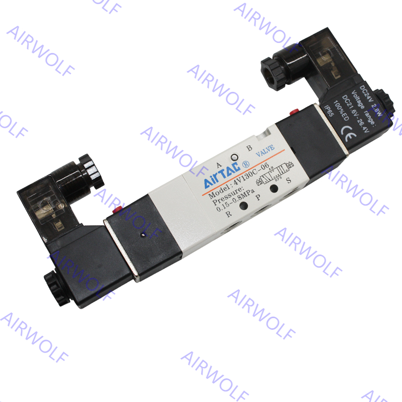 AIRTAC 4V130C-M5/06, 4V130E-M5/06, 4V130P-M5/06 4V100 Series 5/3 way Electric Solenoid Valve M5 1/8"